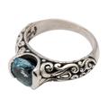Azure Vine Embrace,'Sterling Silver Single Stone Ring with 2.5 Carat Blue Topaz'