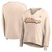 Women's Fanatics Branded Tan Minnesota Vikings Go For It Notch Neck Waffle Knit Lightweight Long Sleeve T-Shirt