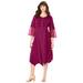 Plus Size Women's Embroidered Acid-Wash Boho Dress by Roaman's in Berry Twist (Size 18 W)