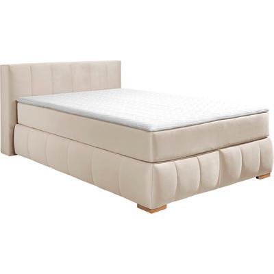 Boxspringbett "Chelles", beige, B:147cm L:245cm, Samtoptik (100% Polyester), Bezug der Spiegelfläche Matratzendrell aus 100% Polyester, Struktur fein 100% Polyester), GUIDO MARIA KRETSCHMER HOME & LIVING, Komplettbetten, Boxspringbett, inkl.... Image