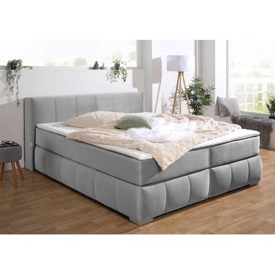 Boxspringbett "Chelles", silber, B:167cm L:225cm, Samtoptik (100% Polyester), Bezug der Spiegelfläche Matratzendrell aus 100% Polyester, Struktur fein 100% Polyester), GUIDO MARIA KRETSCHMER HOME & LIVING, Komplettbetten, Boxspringbett, inkl.... Image