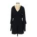 Club Monaco Casual Dress - Mini V Neck Long sleeves: Black Print Dresses - Women's Size 0