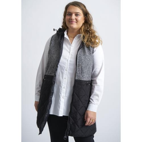 Longweste PONT NEUF Gr. M (42/44), grau (grey melan) Damen Westen mit Kapuze