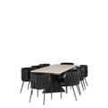 Statements by J Waterfall Black Rectangle 9 Pcs Dining Set Wood/Metal in Brown/Gray/White | 32.5 H x 35.5 W x 71 D in | Wayfair