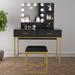 Everly Quinn Bourbonnais Vanity Wood in Black | 53.3 H x 39.3 W x 17.7 D in | Wayfair E893D60ADC1A4AF9AC4CF20E32471C44