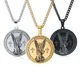 Collier pendentif rond Archange Michael pour hommes bijoux en acier inoxydable accessoires Hip Hop