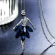 Colliers avec pendentif ballerine en cristal bleu pour filles biscuits élégants pull PmotLong