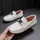 Mocassins Souples en Cuir pour Enfant Chaussures Blanches Décontractées à Enfiler pour Garçon et