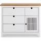 Commode 1 porte 4 tiroirs en pin massif blanc 100 cm