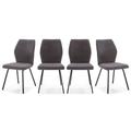 Lot de 4 chaises en tissu gris foncé et simili cuir