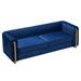 Velvet Low back Tufted Sofa Couch with Removable Cushions, 4 Seater Round Arm Sofa with Metal Legs, Living Room Furniture