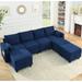 Modular Sectional Sofa U Shaped 7 Storage Seat with Ottomans,Navy - Sectional Sofa