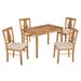 5 Piece Wooden Rectangular Dining Table Set w/4 Upholstered Chairs