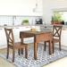 3-Piece Wood Dining Table Set with 2 X-back Chairs and Drop Leaf, for Small Space, Dinette, Home Kitchen Breakfast Nook