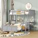 Twin Over Full Solid Pine Wood Bunk Bed with Desk and 2 Drawers, Grey