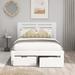 Full Platform Bed w/2 Storage Drawers,Rustic Headboard,Wood Slat,White