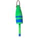 Green and Blue Hand Painted Wooden Fishing Buoy with Jute Rope Hanger - Multi