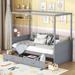 Modern Twin Size Wooden Canopy Bed with 2 Drawers, Grey