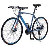 Adult 24 Speed Hybrid Bike Mens and Womens Dual Sport Bicycle 700c Wheels Lightweight Aluminum Frame