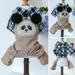 Hesroicy Pet Jumpsuit Lapel Collar Soft Comfortable Cartoon Panda Pattern Pet Dog Plaid Romper Pet Costume