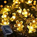 Solar String Flower Lights Outdoor 39FT 100 LED Flower Fairy Light Waterproof 8 Modes Solar Decorative Lighting for Garden Fence Patio Yard Christmas Tree Lawn Patio Party Warm White