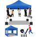 COBIZI 10 x10 Pop up Commercial Canopy Heavy Duty Canopy Tent with 4 Sidewalls Instant Outdoor Party Tent Windproof & Waterproof Gazebo with Roller Bag Blue (Frame Thickened)