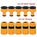 Fule Garden Hose Quick Connector Plastic 3/4 & 1/2 Inch Tap Threaded Connector Tap Adapter & Quick Fitting Thread Fitting No-Leak Water Hose Female and Male Adapter (5 Sets)