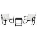 Dtwnek 2pcs Coffee Table 1pc Exposed Rocking Chair Black