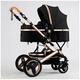 Baby Pushchair High Landscape Baby Carriage Two-Way Pram Trolley Baby Stroller for Infant and Toddler, Lightweight Baby Pram Stroller for Newborn Ideal for 0-36 Months (Color : Nero)