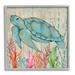 Stupell Industries Rustic Sea Turtle Animal Framed On Wood by Emma Leach Graphic Art Wood in Blue/Brown/Green | 12 H x 12 W x 1.5 D in | Wayfair