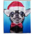 Coolnut Smart Dog in Christmas Costume Bath Shower Curtain Liners 60x72in 100% Polyester Waterproof with Curtain Hook