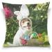 Hidove Funny Dog Wearing Easter Bunny Costume Velvet Oblong Lumbar Plush Throw Pillow Cover/Shams Cushion Case - 20 x 20 - Decorative Invisible Zipper Design for Couch Sofa Pillowcase Only