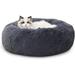 cat bed washable fluffy dog bed - cat sleeping place for cats and small dogs plush cat cushion round cuddle bed size in 50x50 / 60x60 cm grey
