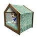 Cherry Blossom Pet House Downward Sloping Cherry Blossom Petals on a Greenery Background Outdoor & Indoor Portable Dog Kennel with Pillow and Cover 5 Sizes Rose and Sea Green by Ambesonne