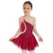 iiniim Kids Girls Shiny Long Sleeve Figure Ice Skating Dress Mesh Splice Roller Skating Gymnastic Dance