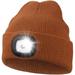 Viworld LED Beanie with Light Unisex USB Rechargeable Hands Free 4 LED Headlamp Cap Women Men Winter Knitted Night Lighted Hat Flashlight for Outdoor Sports Camping Hiking (Yellow Brown)