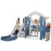 5-in-1 Toddler Slide and Swing Set Indoor Outdoor Slide Climber Bus Playset with Basketball Hoop Freestanding Combination Kids Playground Climber Slide Playset Outdoor Playground Slide Blue+Gray