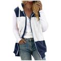 FAIWAD Womens Vests Sleeveless Fleece Jacket Color Block Zip Hoodie Outerwear Fall Winter Plus Size Coat