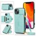 Phone Case for iPhone 15 Plus Wallet Cover with Wrist Crossbody Strap Lanyard Credit Shoulder Card Holder Slot Stand Leather Back Magnetic Flip Cell Accessories For iPhone 15 Plus Mint