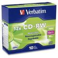 Verbatim 12x Cd-rw Media - 700mb - 120mm Standard - 10 Pack Slim Case (95156)