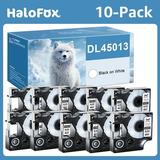 10-Pack Halofox DYMO 45013 Label Maker Tape Replace for DYMO D1 Label Tape Black on White Labeling Tape Ink Refill 1/2 Inch x 23 Ft for Dymo LabelManager 160 210D 280 360D 260P 420P 500TS PnP