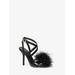 Michael Kors Whitby Feather Trim Leather Sandal Black 9.5