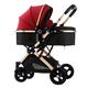 Lightweight Baby Strollers for Infant and Toddler, High Landscape Shock-Absorbing Carriage Baby Stroller for Newborn, Two-Way Pram Trolley Baby Pushchair Ideal for 0-36 Months (Color : Red)