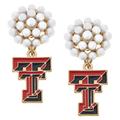 Women's CANVAS Style Texas Tech Red Raiders Pearl Cluster Enamel Drop Earrings