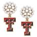 Women's CANVAS Style Texas Tech Red Raiders Pearl Cluster Enamel Drop Earrings