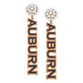 Women's CANVAS Style Auburn Tigers Pearl Cluster Outline Enamel Drop Earrings
