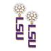 Women's CANVAS Style LSU Tigers Pearl Cluster Enamel Drop Earrings