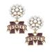 Women's CANVAS Style Mississippi State Bulldogs Pearl Cluster Enamel Drop Earrings