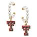 Women's CANVAS Style Texas Tech Red Raiders Pearl Hoop Enamel Drop Earrings