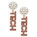 Women's CANVAS Style Texas Tech Red Raiders Pearl Cluster Dotted Enamel Drop Earrings